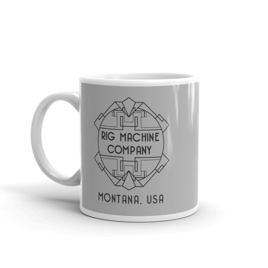 RMC ART DECO, White glossy mug with grey background