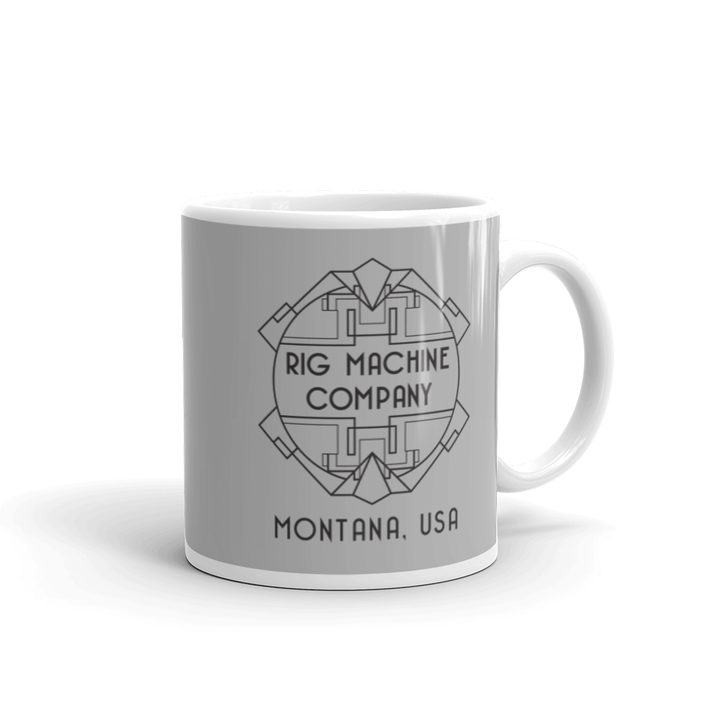 RMC ART DECO, White glossy mug with grey background