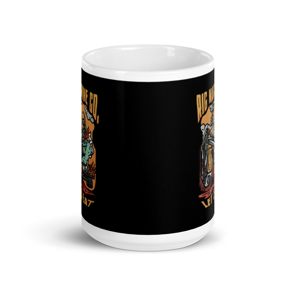 RMC LET 'ER EAT, White glossy mug with black background